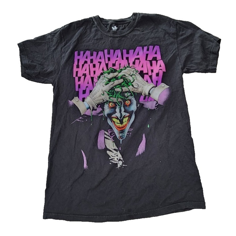 DC Comics The Joker HAHAHA Graphic T-Shirt Mens Medium Black Batman Villain Tee